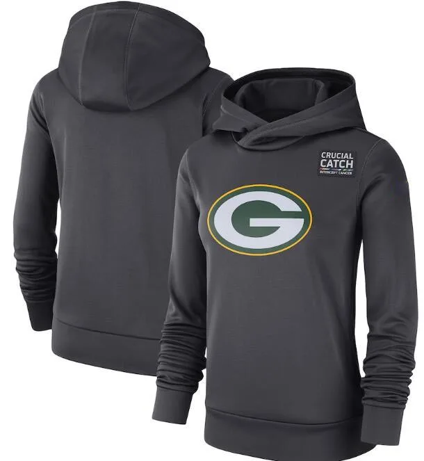 

Green Bay Women's Crucial Catch Performance Packers Anthracite Pullover Hoodie