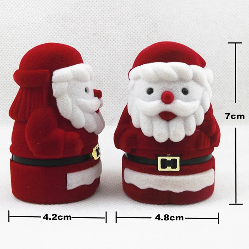 

For Jewelry Display Organizer Christmas Velvet Gift Box Santa Claus Jewelry Box Ring Box Snowman Ring Case Earrings Holder 1pc