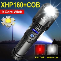 newest xhp160 led flashlight most powerful torch 18650 usb rechargeable tactical flashlight multifunction cob hunting flash ligh