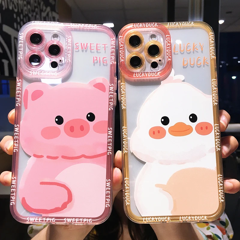 Милый мультяшный чехол для телефона с изображением поросенка утки динозавра
