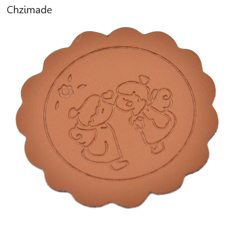 Круглые этикетки из искусственной кожи для мальчиков и девочек 8 шт./лот бирки