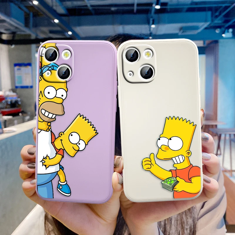 

The Simpsons Funny For Apple iPhone 13 12 Mini 11 Pro XS MAX XR X 8 7 6S SE Plus Liquid Silicone Soft Cover Phone Case