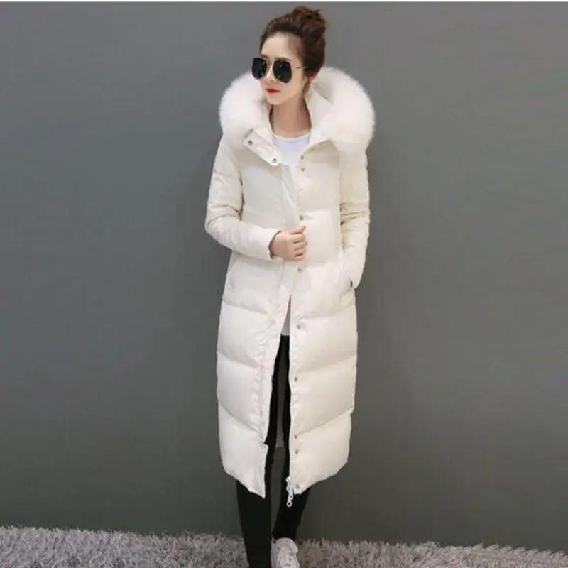 2019 new 90% duck down fashion brand winterl fur collar long down jacket women super long over knee thickening hooded coat