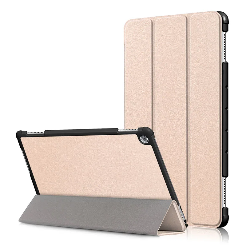 Чехол для Huawei MediaPad M5 Lite 10 BAH2-W19/L09/W09 Ультратонкий чехол-подставка из искусственной кожи для медиа-планшета M5 Lite 10,1" - Цвет: gold for M5 Lite 10