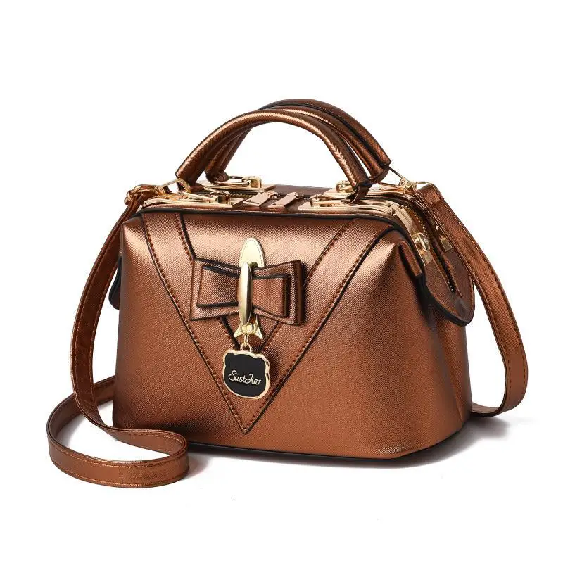 

New wave handbag Korean version of the fresh and stylish one-shoulder Boston diagonal steel clip pouch diegang 25X13X16cm