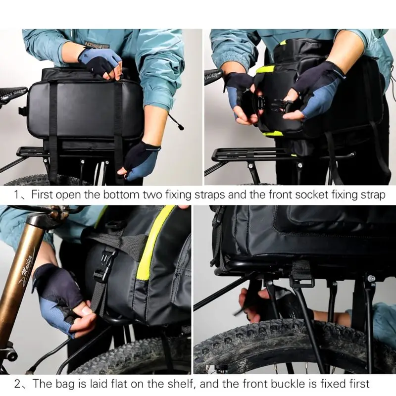 

RHINOWALK New Bicycle Bags Mountain Bike Saddle Rack Trunk Bags Travel Cycling Luggage Carrier 17L Camera Handbag Waterproof