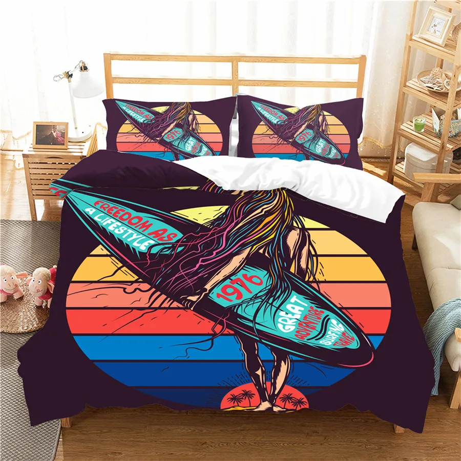 

A Bedding Set 3D Printed Duvet Cover Bed Set Sea Surfing Home Textiles for Adults Bedclothes with Pillowcase #CLB05