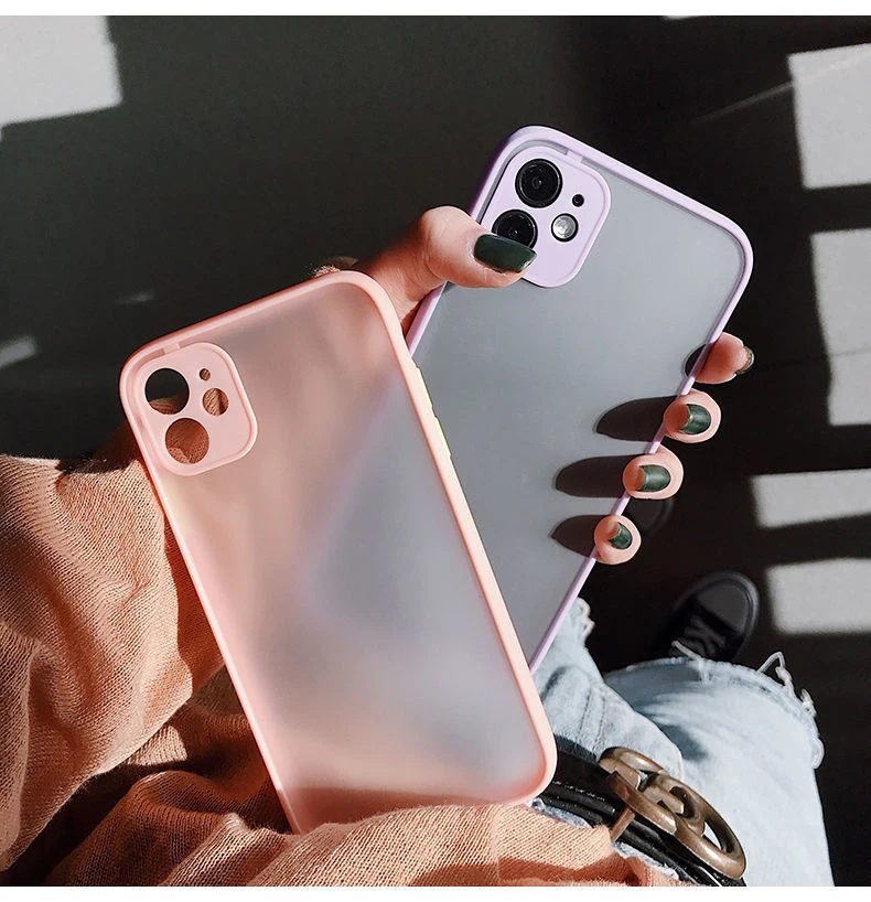 

Shockproof Armor Transparent Phone Case For iPhone 12 11 Pro X Xs MAX XR 6 6s 7 8 Plus Camera Protection Candy Color Cover Case