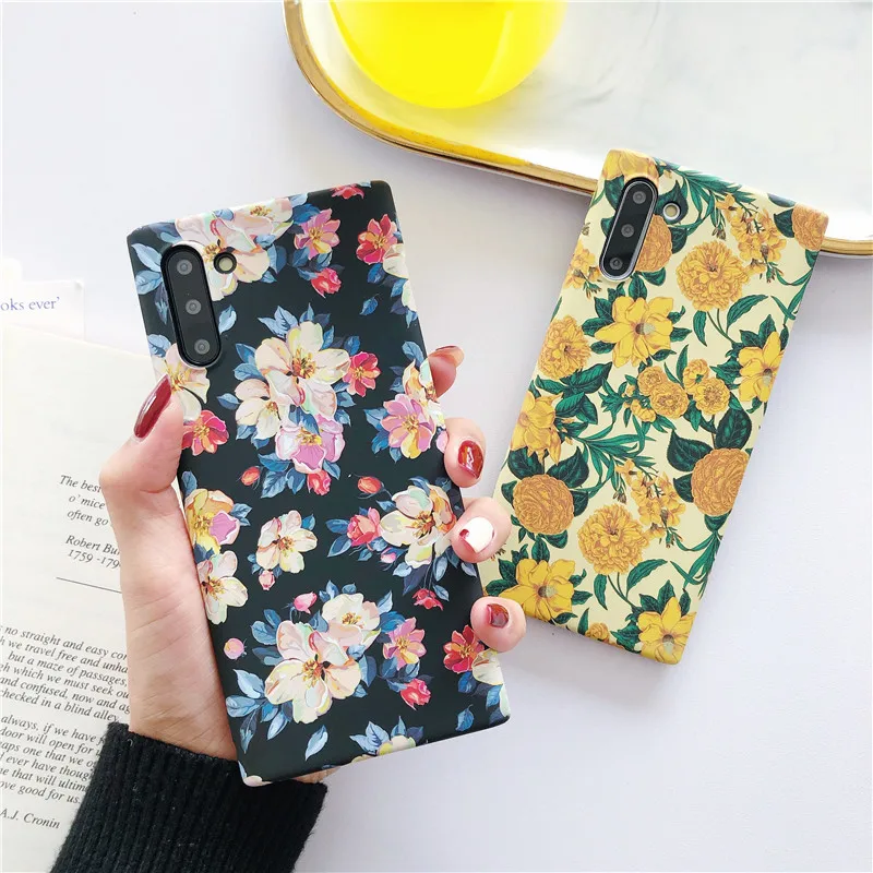 Светящийся чехол для телефона с цветами Samsung Note 10 Plus 9 8 s9 s8 plus s10 e в стиле ретро