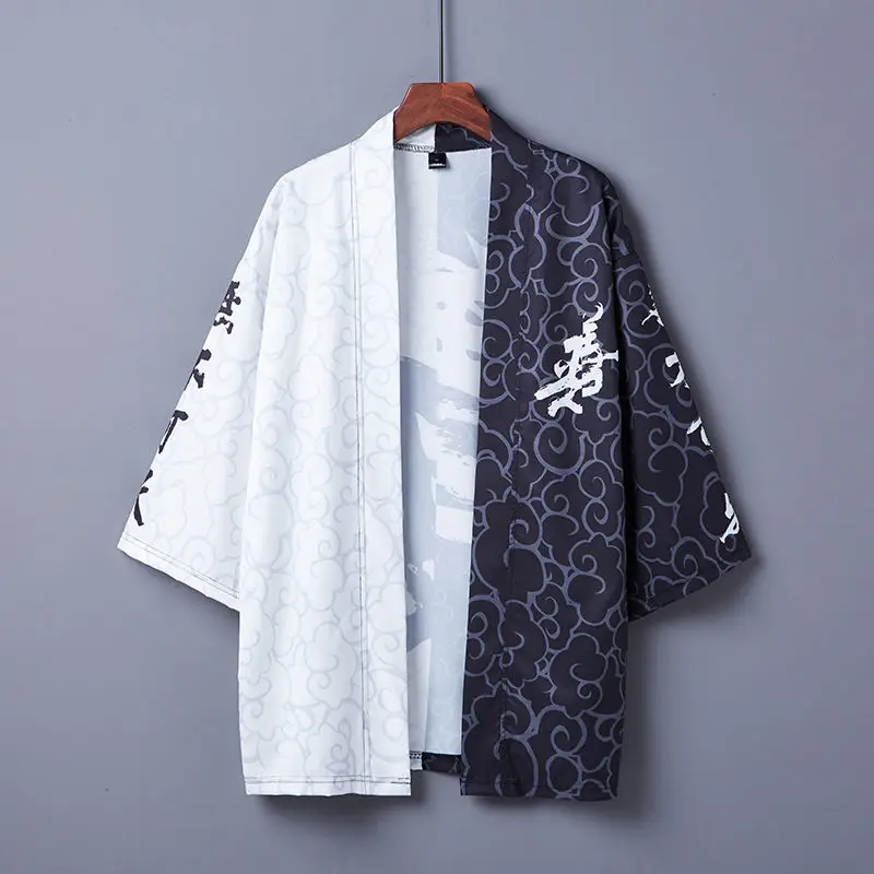 

Geskeey Fashion High Quality Ice Thread Black Or White Japanese Kimono Cardigan Haori Yukata Obi For Woman Loose Thin Sexy Tops