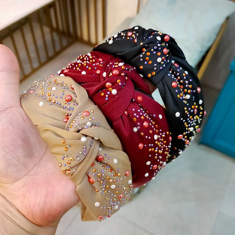 Женские блестящие шелковые повязки с узелком аксессуары для волос в стиле