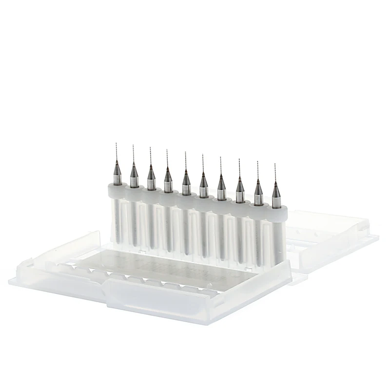 

New 10Pc 0.4mm Tip 1/8\" Shank Spiral Flute Tungsten Carbide Micro PCB Drill Bits T8WE