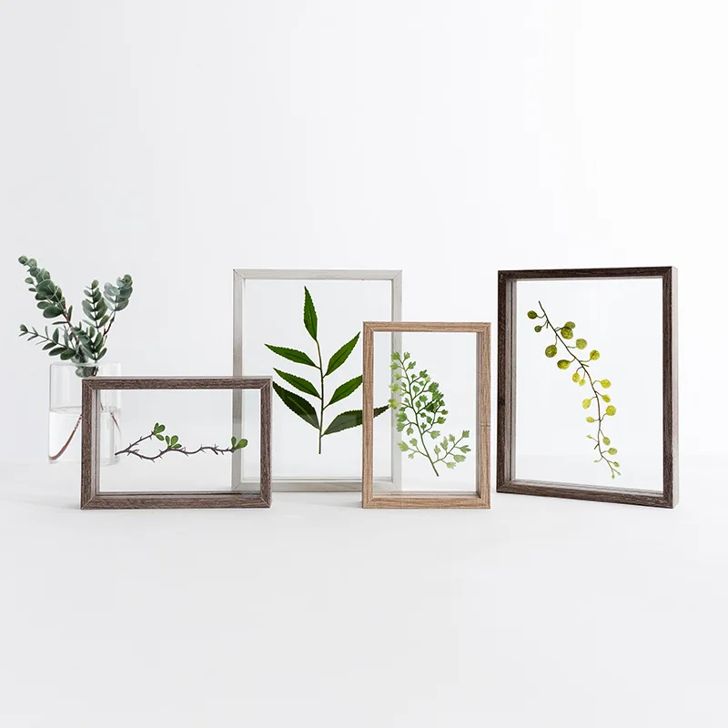 6/7/8 дюймов простые образцы растений двухсторонняя стеклянная рамка из цельного