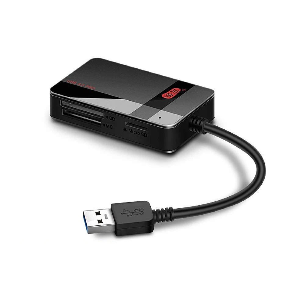

kawau USB3.0 Card Reader 4-in-1 SD/TF/CF/MS Card Reader High-speed Transmission ABS Shell Support Simultaneous Data Reading