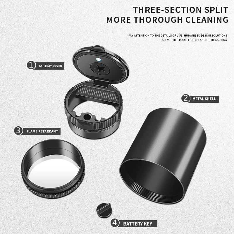 Автомобильная пепельница коробка для сигарет светодиодный ная алюминиевая