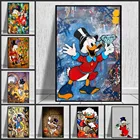Картина на холсте Disney, постер с граффити Дональд Дак и деньги, настенное украшение для дома, декор для гостиной