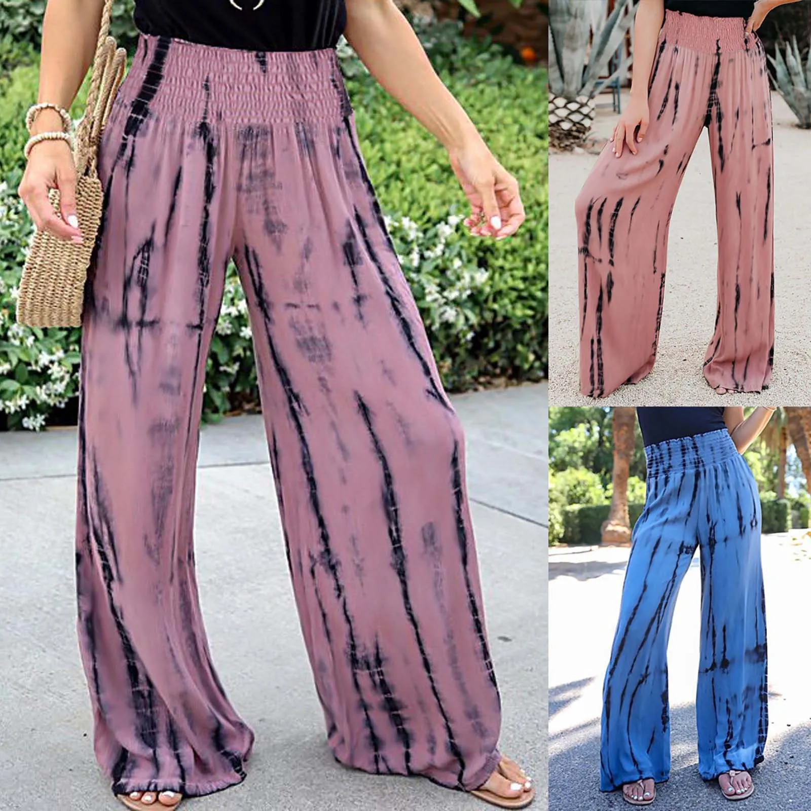 

Women's Fashion Wide Leg Long Yoga Trousers Casual Summer Flare High Waist Loose Trousers Ladies Harem Pants pantalones broek