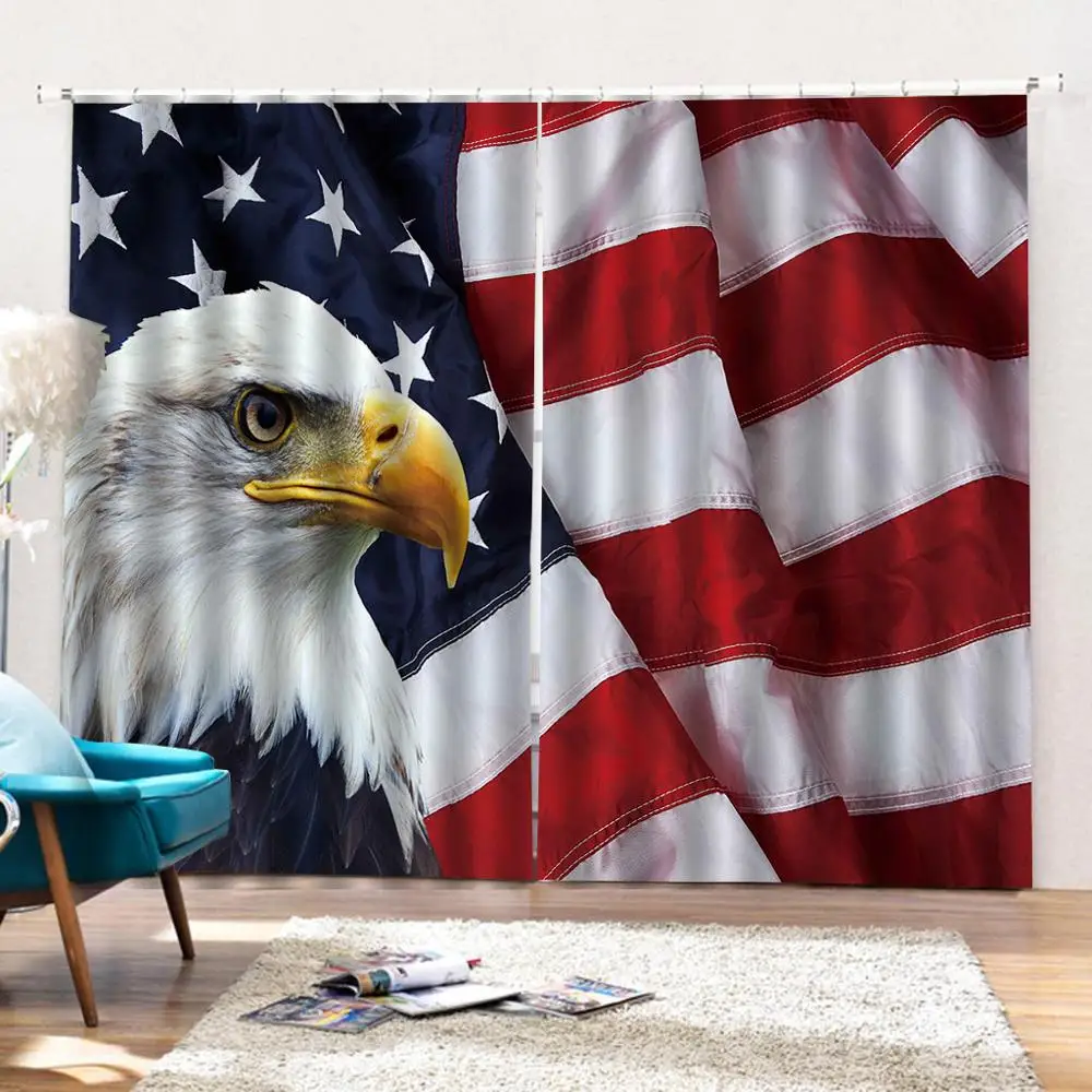 

flag curtains photo Blackout Window Drapes Luxury 3D Curtains For Living room Bed room Office Hotel Home Decoration curtains