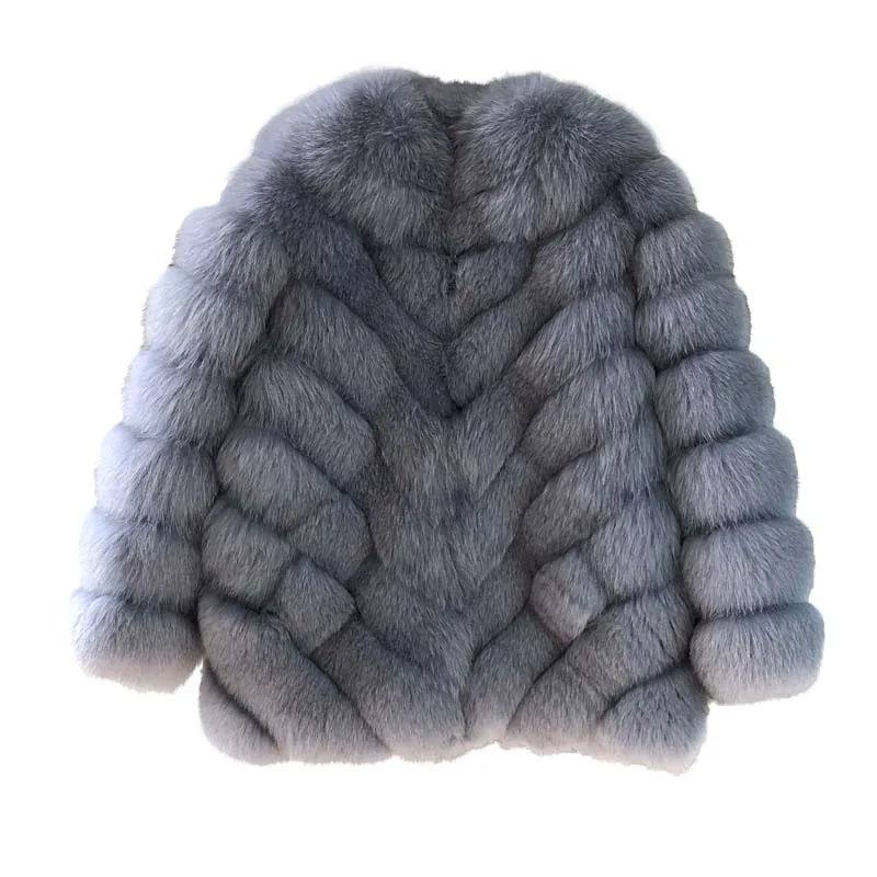 

BFFUR Real Fur Coat Ladies Fashion Stripe Cutting Gentle Full Pelt Fox Fur Chic Warm 2020 New Winter Mid-length Overcoat Women