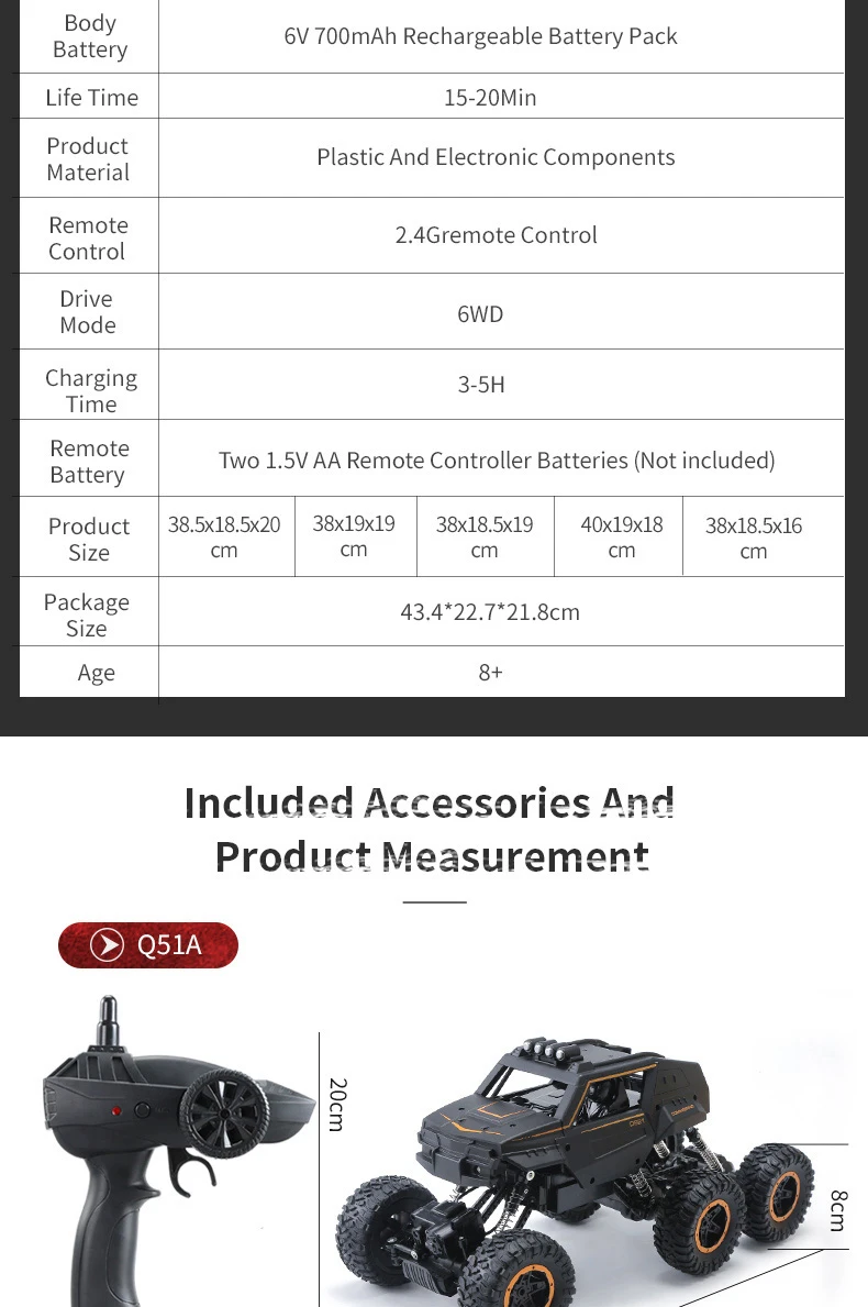 JJRC Q51A/B/C/D/E 1:12 RC автомобиль 2,4G 6WD Электрический вездеход внедорожный Рок Гусеничный альпинистская машинка багги на ДУ RTR