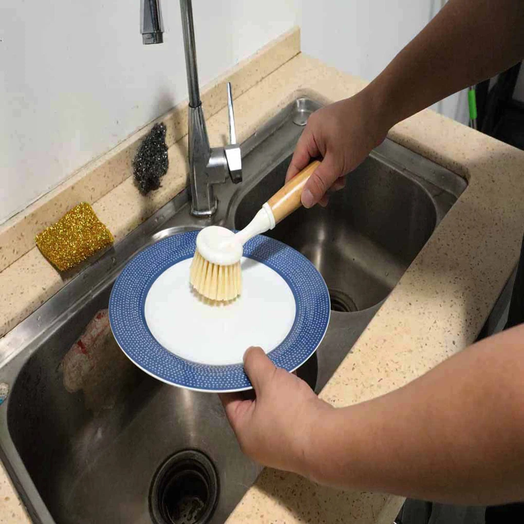 Деревянная ручка щетка для мытья посуды миски скруббер кухонные принадлежности