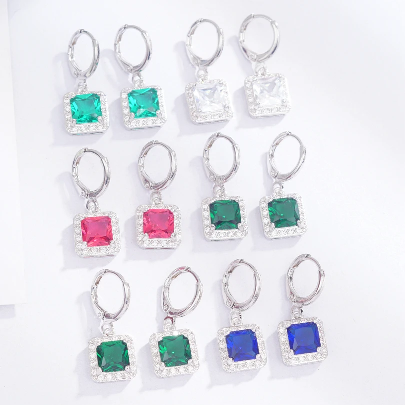 Хит продаж модные свадебные длинные серьги Кристальные с квадратной подвеской