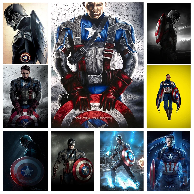 

Marvel Canvas Captain America Posters Painting Iron Man Action Movie Superhero Characters Wall Art Kids Room Home Decor Gift Toy