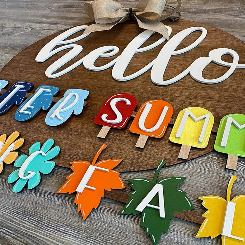 Wooden Door Signs DIY Home Decor Name Plate Twine Easy To Hang Wood Gift for Living Room 2021 | Дом и сад