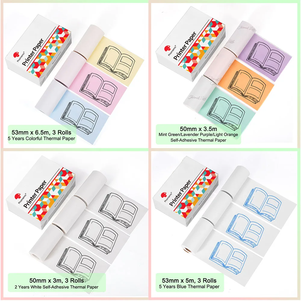 Термобумага Phomemo автоклейкая бумага этикетка для принтера M02/M02S/M02Pro бумажная