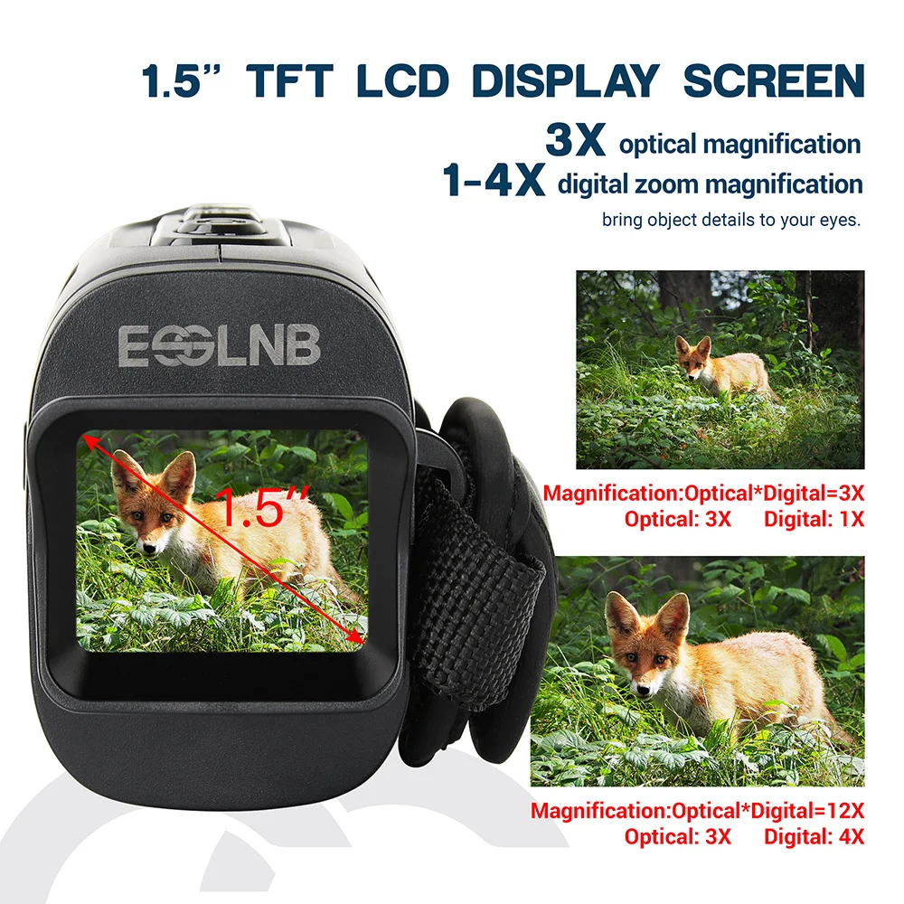 3-12X монокуляр ночного видения с 1 5 &quotTFT LCD 7 классов ИК дневное и ночное видение 960P