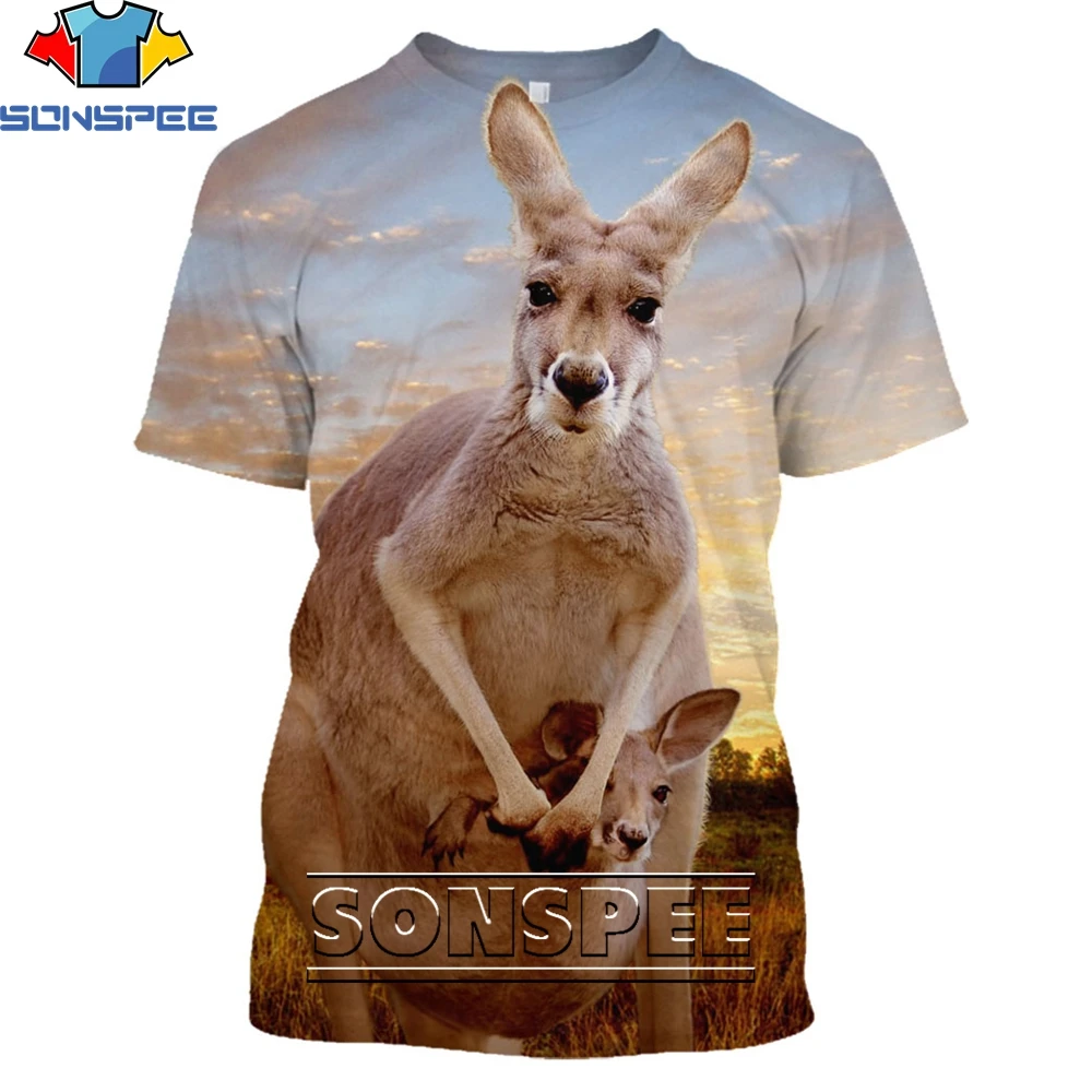 Футболка SONSPEE Land Kangaroo с 3d рисунком животного летняя повседневная мужская