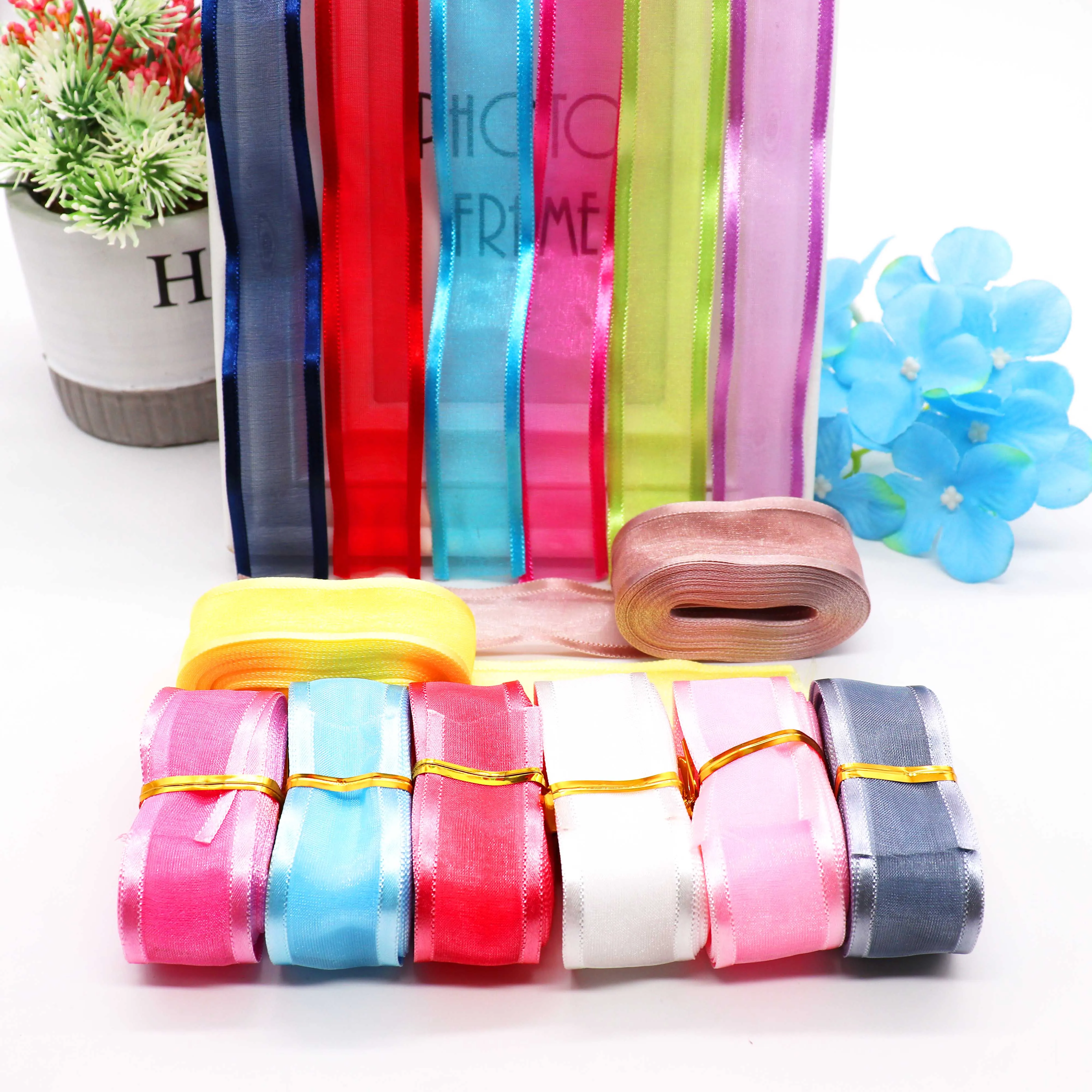 Атласная лента из органзы для края 5 м 25 мм украшения свадебной вечеринки ручная