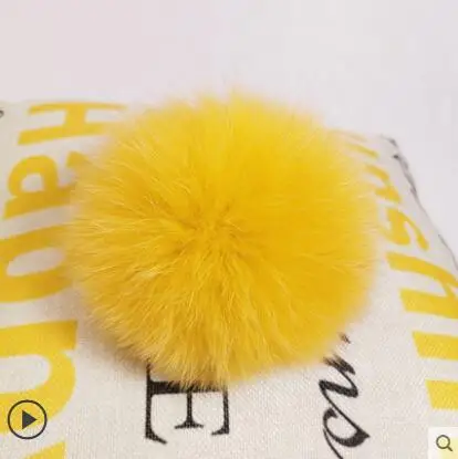 fox fur yellow DIY Роскошный меховой помпон из натурального меха лисы, помпон, помпон ручной работы, действительно большой помпон для волос,, шапка с пряжкой - Цвет: fox fur yellow