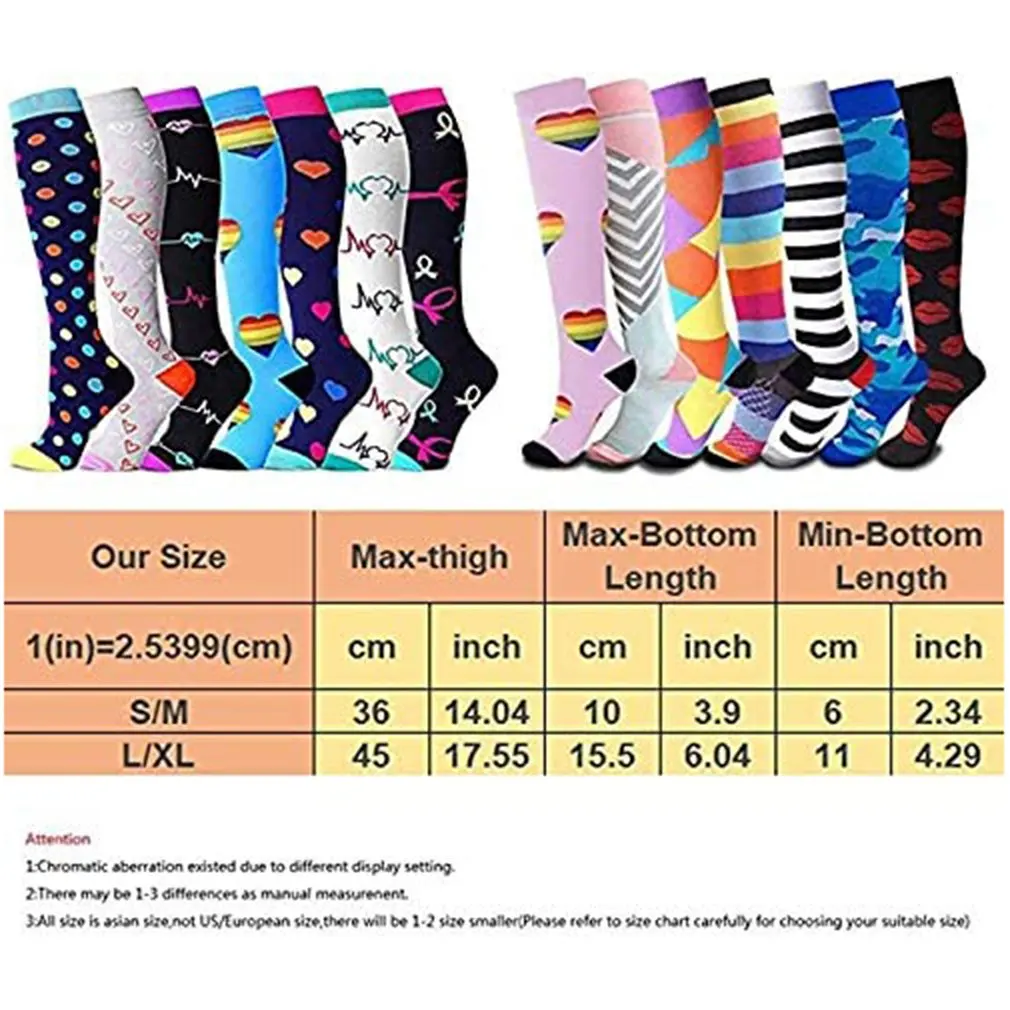 

7 Pairs/Lot MixHigh Quality Compression Stocking Women Men Running Sport Cycling Socks Flight Travel Pressure Christmas Sock