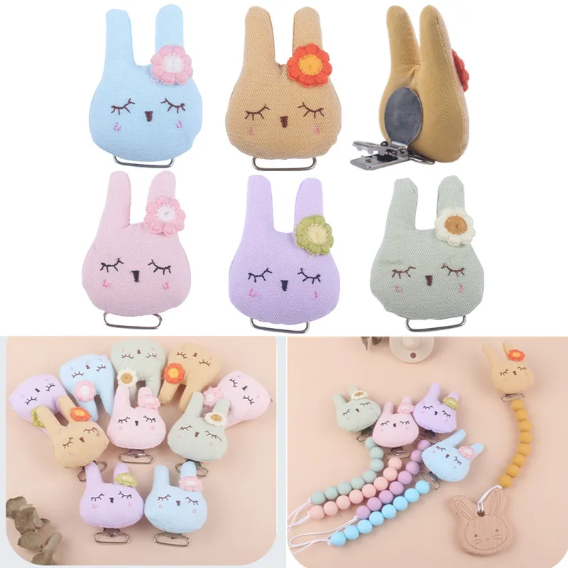 

Cartoon Rabbit Baby Pacifier Clip BPA Free Cotton Bunny Metal Clip Dummy Nipple Holder Pacifier Chain Clip for Newborn Teething