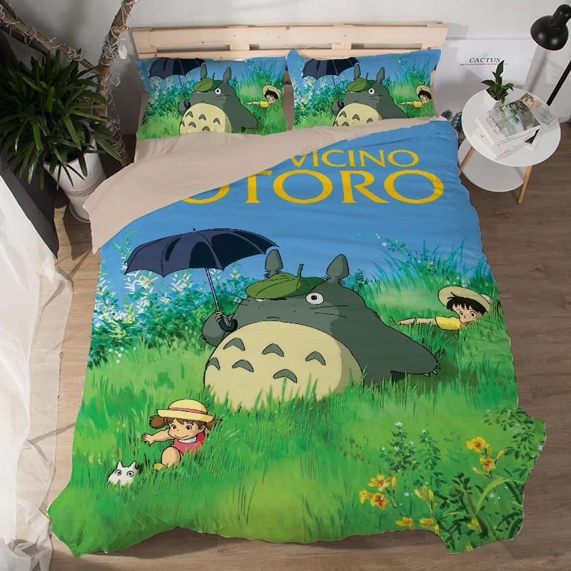 

Cartoon Totoro 3D Bedding Set Duvet Covers Pillowcases Comforter Bedding Sets Bedclothes Bed Linen Tonari no Totoro bedding set