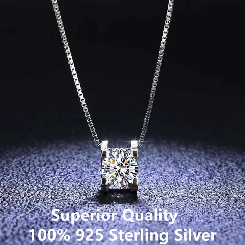 

Imagem do esporte 925 prata esterlina 18k branco banco de ouro excelente corte 1ct d moissanite joias colares