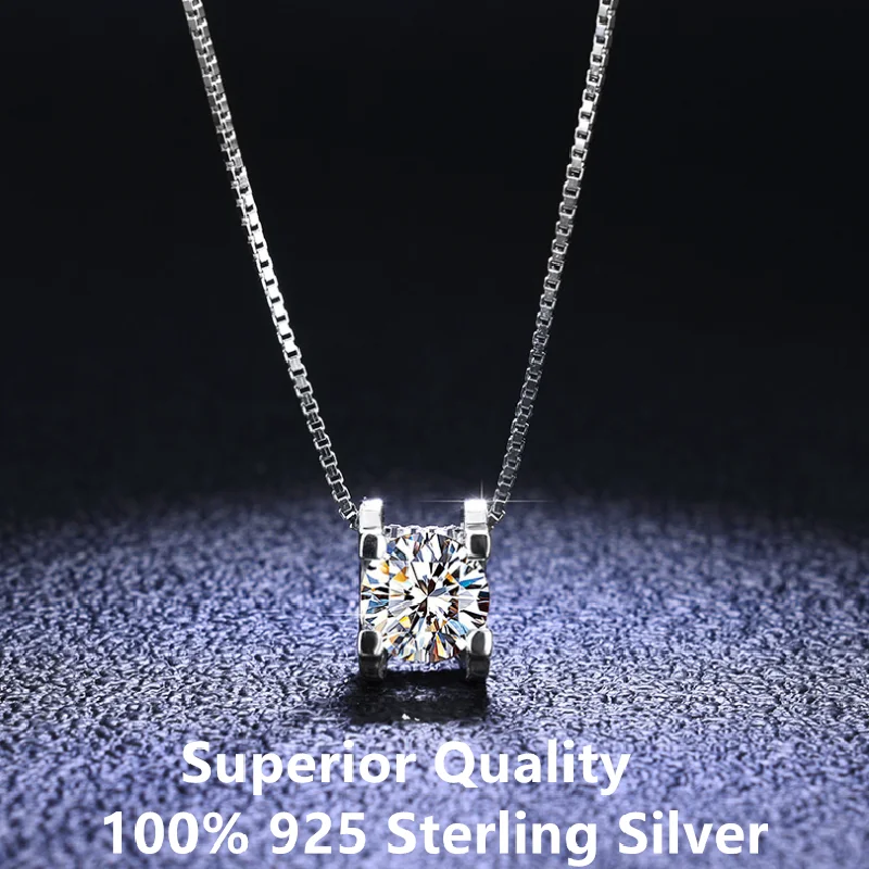 

Imagem do esporte 925 prata esterlina 18k branco Bank de ouro отличный corte 1ct d moissanite joias colares