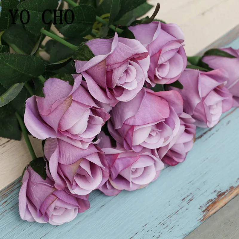 5 шт./лот искусственные розы с одной веткой цветы Свадебный букет невесты