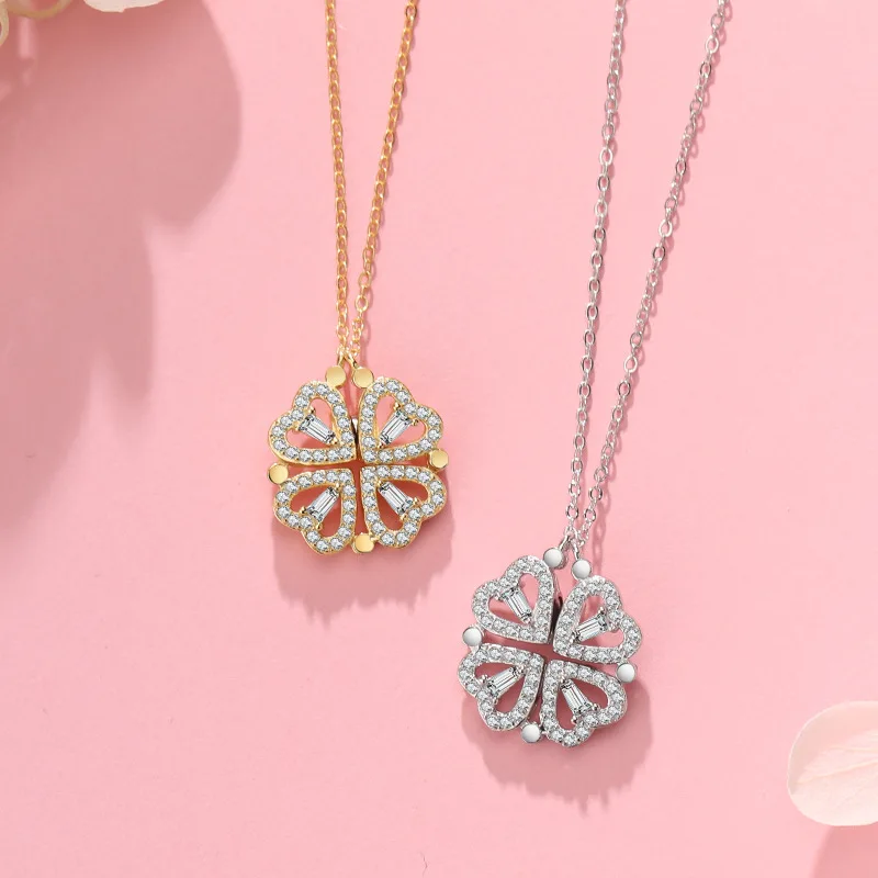 

925 Sterling Silver Female Classic Necklace Small Zircon Simple Heart Shape Pendant Necklace for Women Girl Bride Jewelry