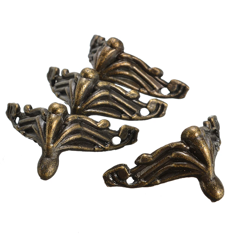 4 шт. Ретро бронзовые угловые кронштейны деревянные украшения Подарочная коробка