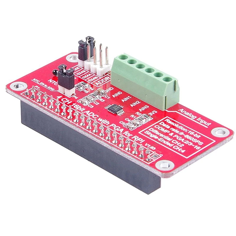 4 канальный 16 бит ADC с PGA для RPI Raspberry PI I2C ADS1115 модуль канала Pi 3/2 Модель B/B