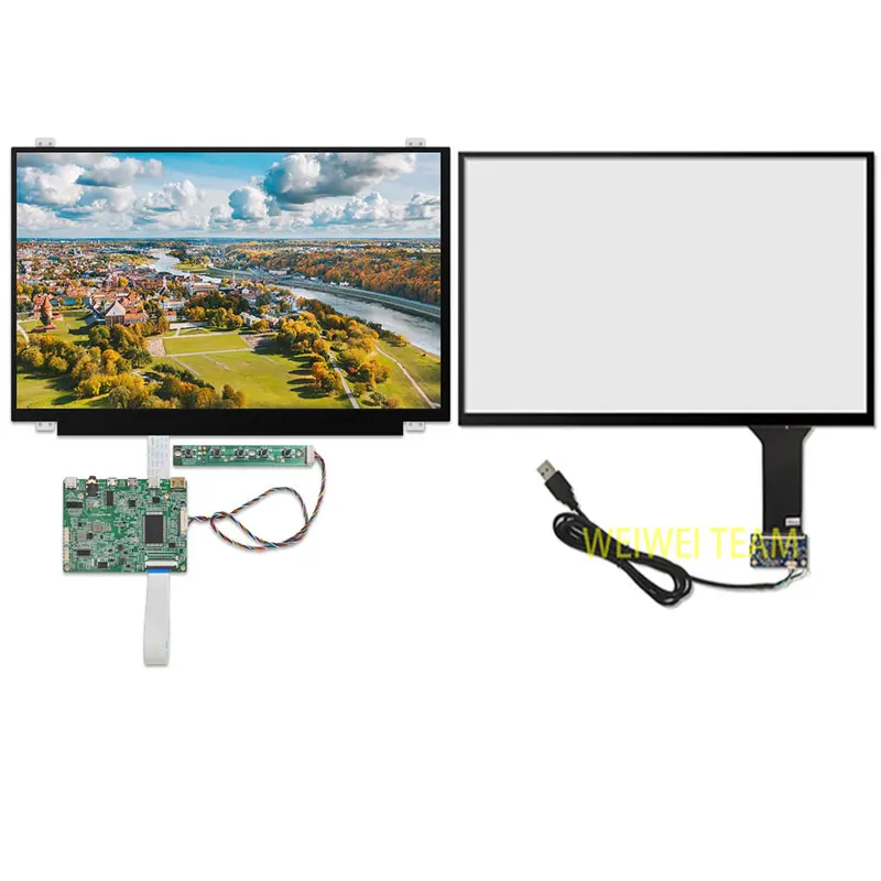 With Touch Panel Wisecoco FHD 15,6 дюймов 1920X1080 ips ЖК-экран емкостный сенсорный экран Edp 30 pin HDMI драйвер платы тип-c наушники NV156FHM-N42 - Цвет: With Touch Panel