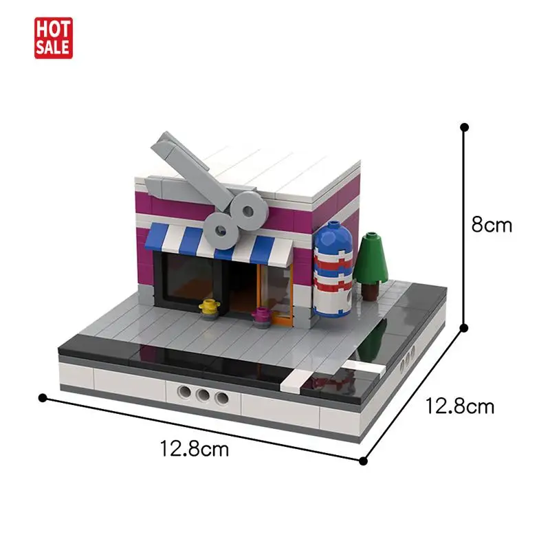 

MOC City Street Scene bricks Barbershop tony Building Blocks Modular Construction Constructor Model for Kids Children's toys