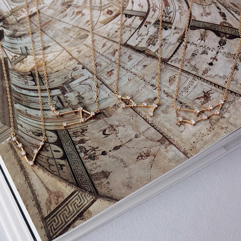 

Constellations Pendant Necklace 925 Sterling Silver Champaign Gold Zircon Maxi Colar Colares Feminino Jwelry For Women Jewelry