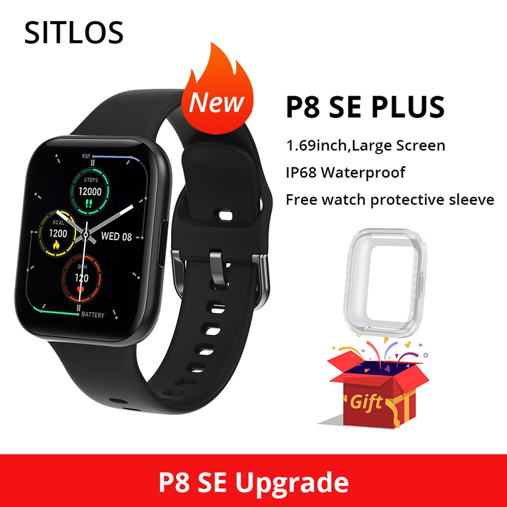

Смарт-часы SITLOS P8 SE PLUS мужские с сенсорным экраном 1,69 дюйма и Пульсометром