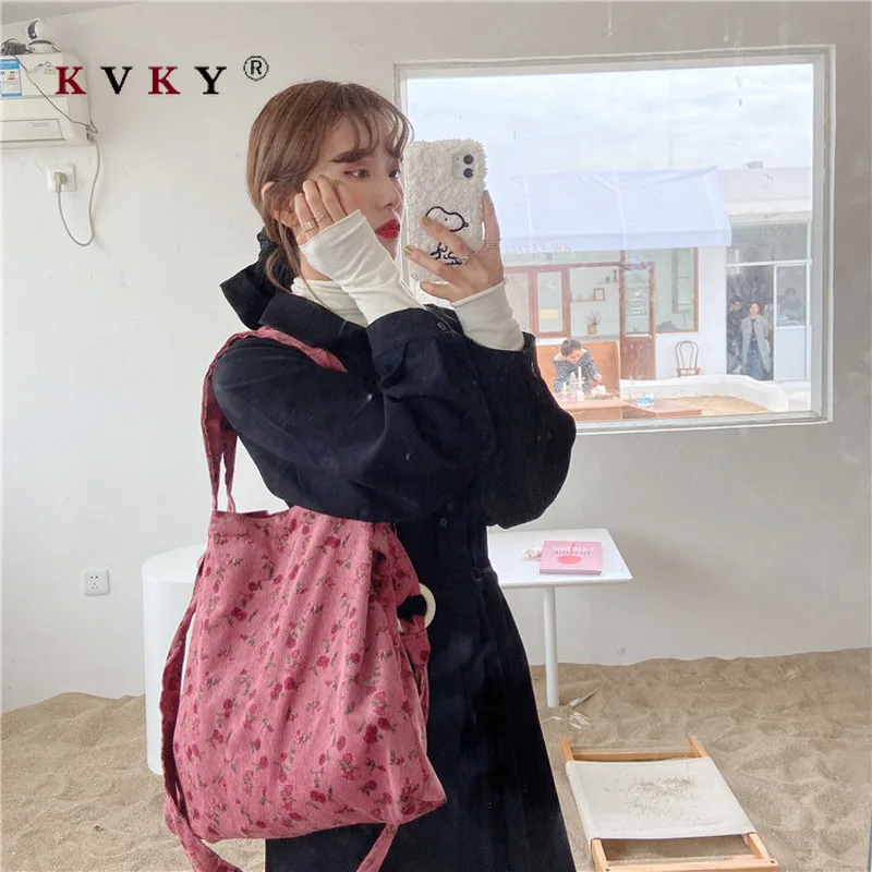 Женская Вельветовая сумка Холщовая Сумка тоут Повседневная через плечо сумки