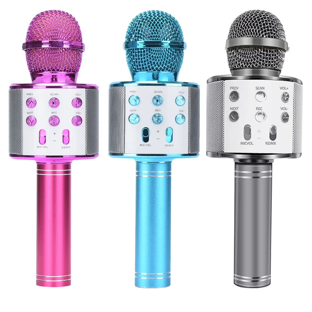 

WS858 Portable Bluetooth Karaoke Microphone Wireless Professional Speaker Home KTV Handheld Microphone