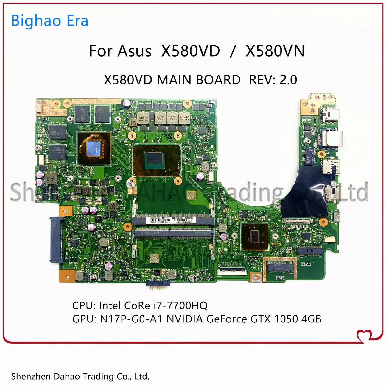 

X580VD X580VN Mainboard For ASUS X580 X580V X580VD X580VN Laptop Motherboard W/ i7-7700HQ GTX1050 4GB-GPU DDR4 100% Fully Tested