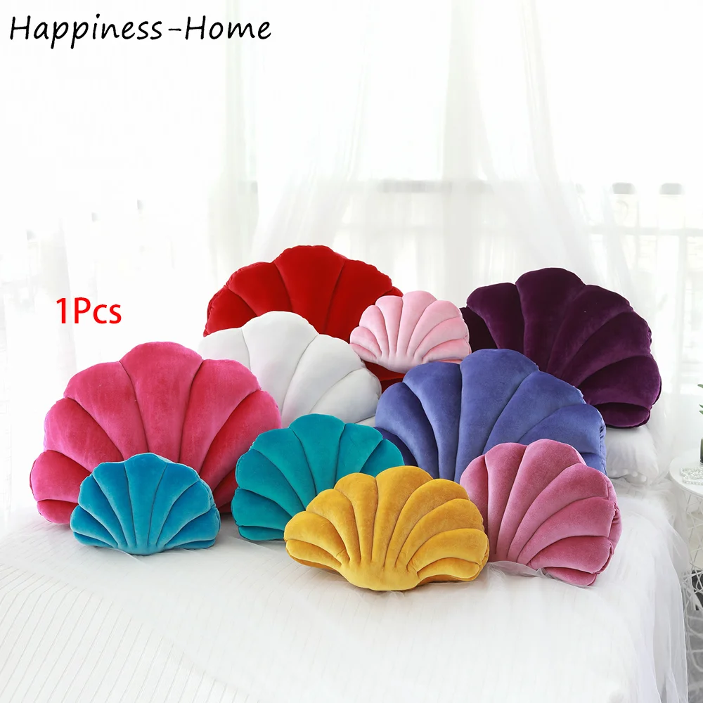 

1Pcs 34/46CM Luxury Shell Stuffed Pillow Fantastic Velvet Pillow Sea Shell Household Decoration Bed Sofa Cushion Velvet Pillow